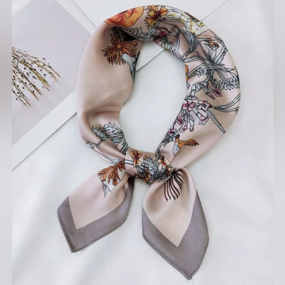 2PCS Floral Silk Scarf